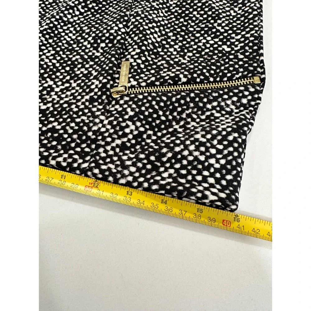 MICHAEL KORS Black White Pencil Skirt Gold Zip Detail Size 10‎